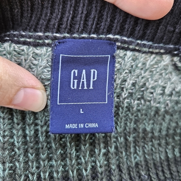 Gap long line green ombre stripe open front cardigan large - Picture 4 of 6